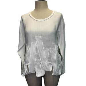 DESIGNER BODIL LINEN WHITE  BLOUSE - L